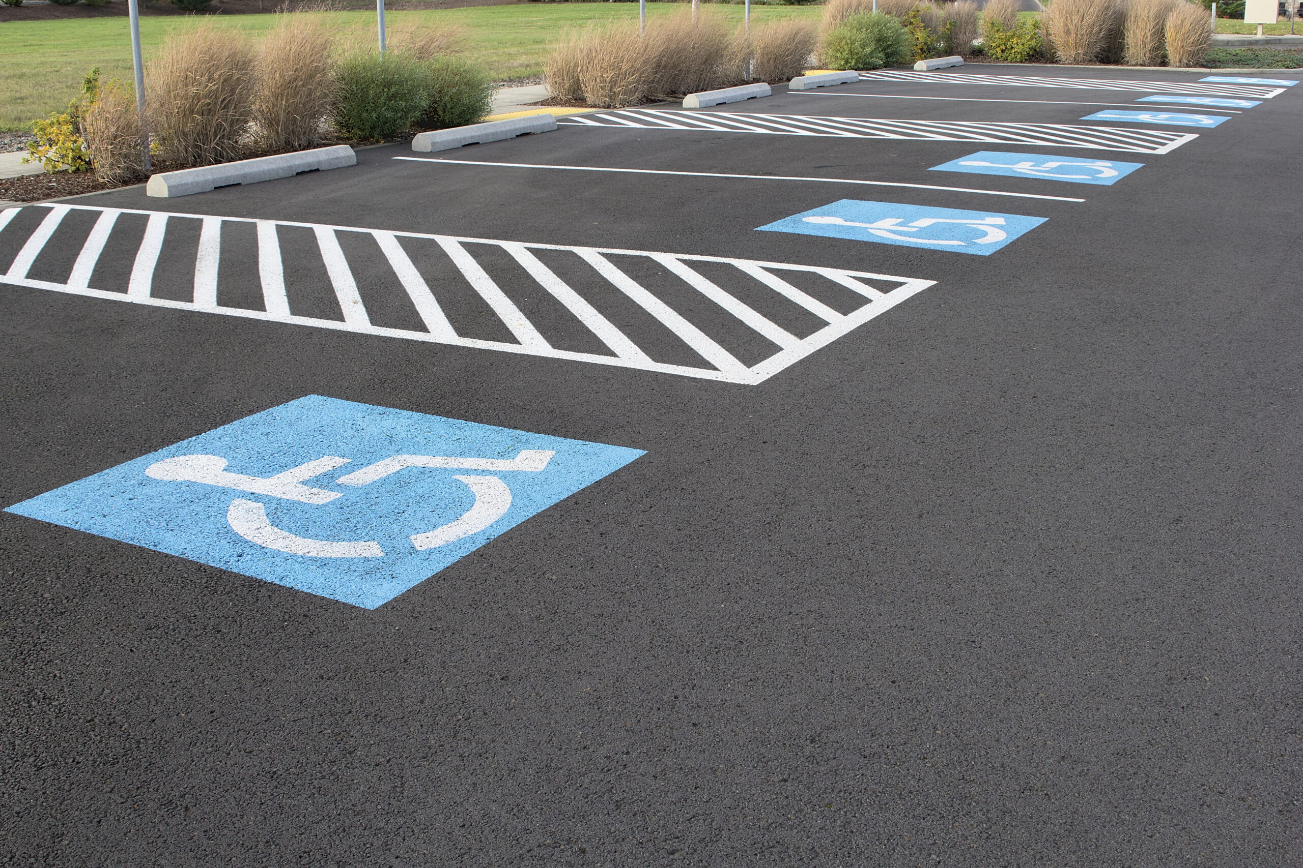Freshly painted handicapped parking spaces